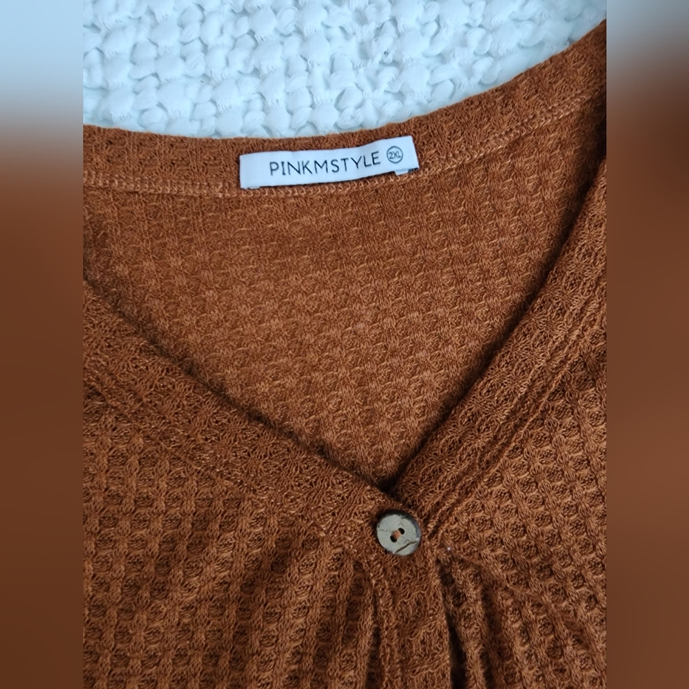 Pinkmstyle waffle knit top plus size 2X NWOT - Picture 3 of 4
